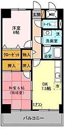 スカイヒルズ我孫子 2DKの間取図画像