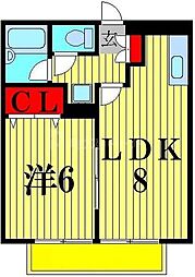 グリーンサイドヴィラ2 1LDKの間取図画像