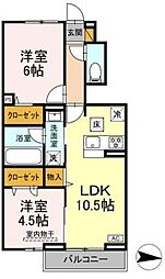 流山市向小金3丁目アパート 2LDKの間取図画像