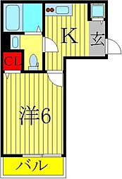 PreciousEarth逆井 1Kの間取図画像