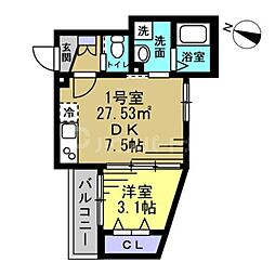 ラ・ルポI 1DKの間取図画像
