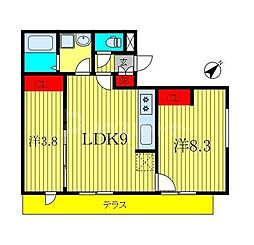 メゾン・ドゥ・アッシュ南柏 2LDKの間取図画像