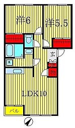 パーチェ西初石 2LDKの間取図画像