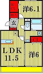 カシータ2 2LDKの間取図画像