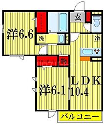 ジェンテーレ 2LDKの間取図画像