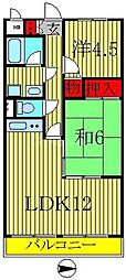 ウラニア天王台 2LDKの間取図画像