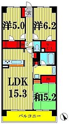 クレストフォルム柏サウスウイング 3LDKの間取図画像