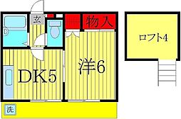 レオパレス南柏第13 1Kの間取図画像
