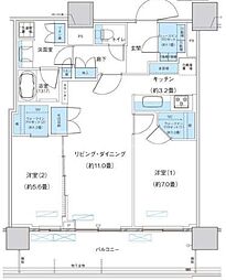 パークシティ柏の葉キャンパスザ・ゲートタワーウエスト 2LDKの間取図画像
