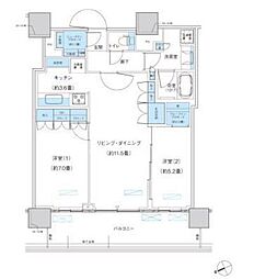 パークシティ柏の葉キャンパスザ・ゲートタワーウエスト 2LDKの間取図画像