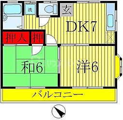 コーポあかね 2DKの間取図画像