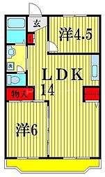 南流山グリーンハイツ 2LDKの間取図画像