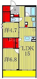 シャーメゾンアクシス2 2LDKの間取図画像