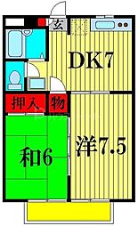 クレストパレス参番館 2DKの間取図画像