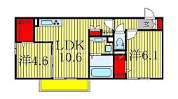 クラレットβ 2LDKの間取図画像