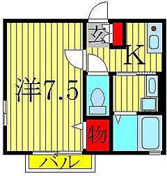 リバティ 1Kの間取図画像