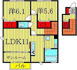 フォレステージイーストA 2LDKの間取図画像