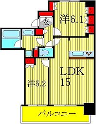 ライオンズタワー柏 2LDKの間取図画像