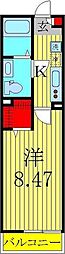グリシーナ柏 1Kの間取図画像