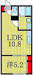 アンレーヴメゾンA 1LDKの間取図画像