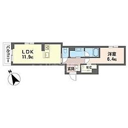 リラフォート明原 1LDKの間取図画像