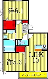 LUCIRおおたかの森 2LDKの間取図画像