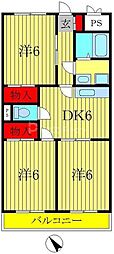 第3パークマンション西原 3DKの間取図画像
