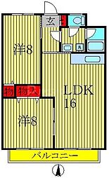 ブルーヒルズA 2LDKの間取図画像