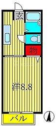 ディアス明原B 1Kの間取図画像