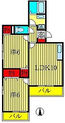 アルファタウン天王台E 2LDKの間取図画像
