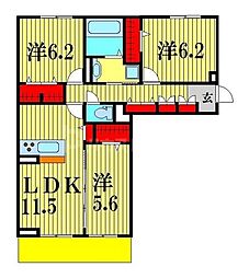 グリシーナ 3LDKの間取図画像