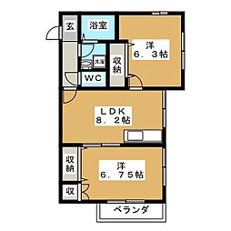本牧グリーンハイツ 2DKの間取図画像