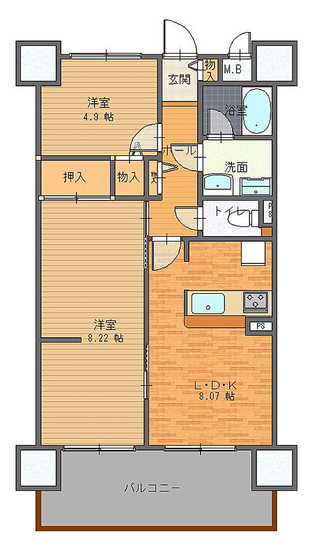 2LDK 間取り