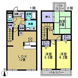 カサベルデ上北台 1階3LDKの間取り