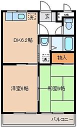 アルカディア　ハイツ 1階2DKの間取り