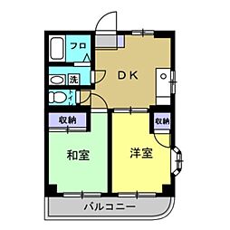 ドゥエル川幡 2DKの間取図画像
