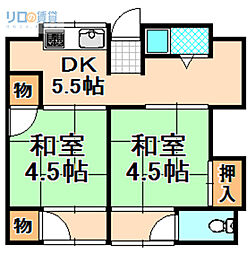 伊丹親和パンション 2DKの間取図画像