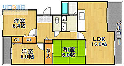 カーサドゥテソロ 3LDKの間取図画像
