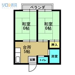桃源台ハイツ 2DKの間取図画像