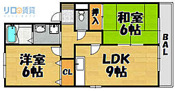 サンハイム 2LDKの間取図画像