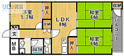 エクレールフジ 3DKの間取図画像