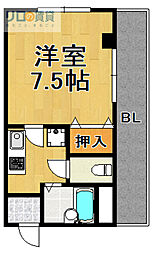 マサーレ川西 1Kの間取図画像