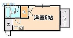 プティメゾン花屋敷 ワンルームの間取図画像