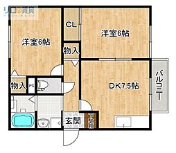 セジュールSHO 2DKの間取図画像