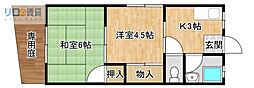 上垣ハイツ 2Kの間取図画像