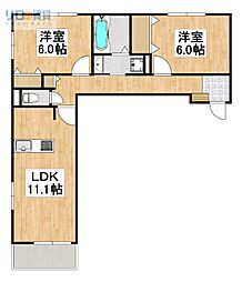 レイアフォレスト3 2LDKの間取図画像
