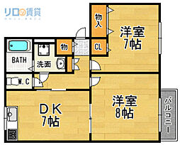 ラ・メゾン御殿山 2DKの間取図画像