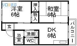 メゾン・ド・ソレイユ 2DKの間取図画像