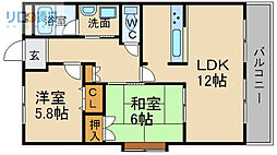 アリビオ 2LDKの間取図画像