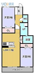 D1 2LDKの間取図画像